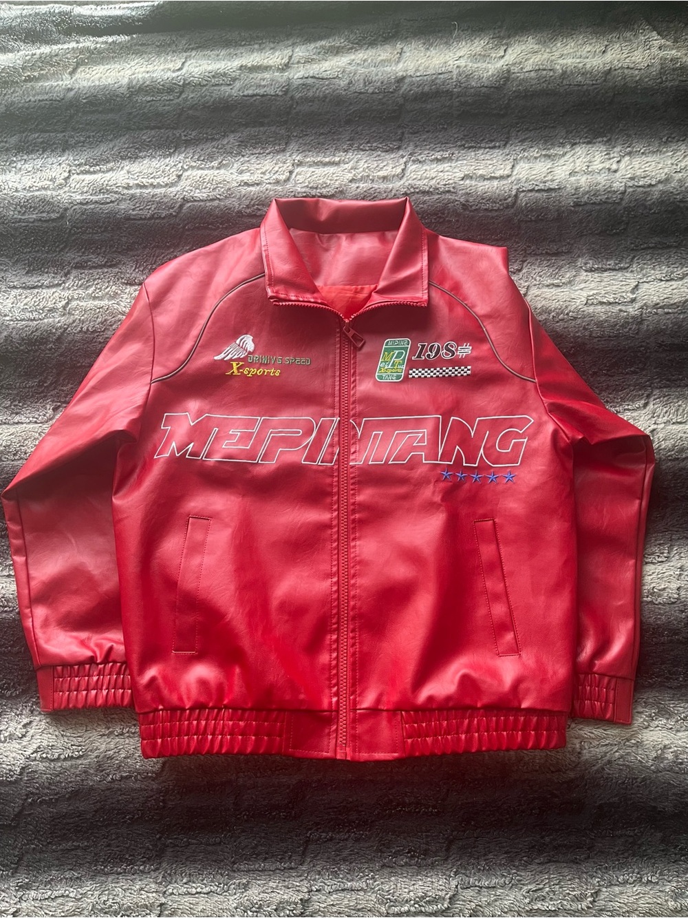 Red leather Racing Jacket - Picture 2 of 5